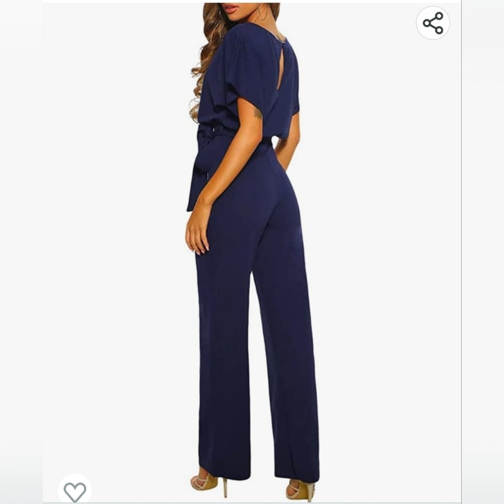 Dokotoo Jumpsuits for Women Casual Loose Batwing Sleeve Dressy Crewneck Rompers - Picture 2 of 5